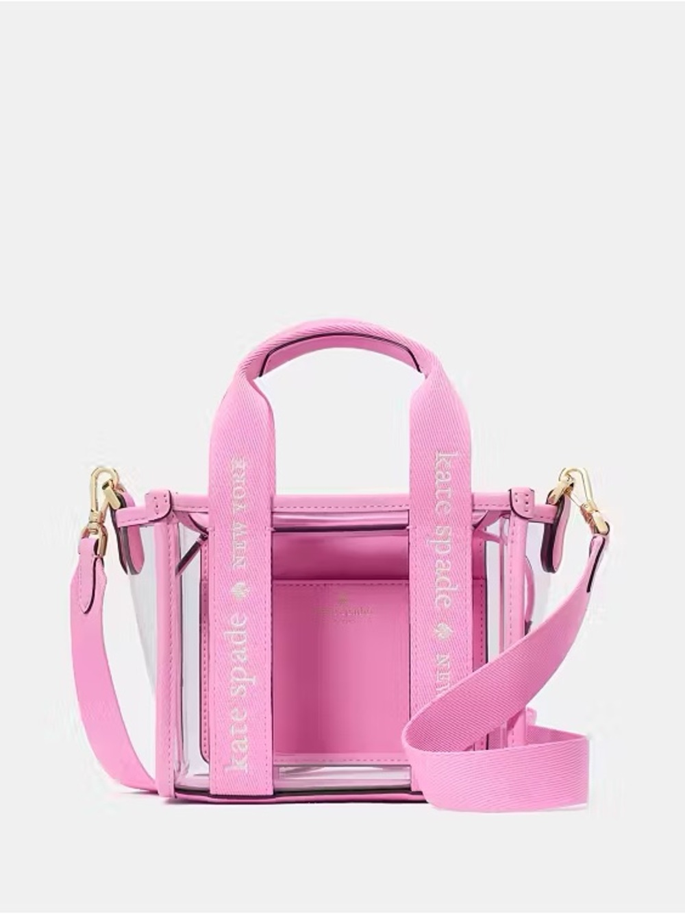 ♠️Kate Spade Kip Clear See Through Mini Tote Crossbody Stadium Bag, Surf Pink